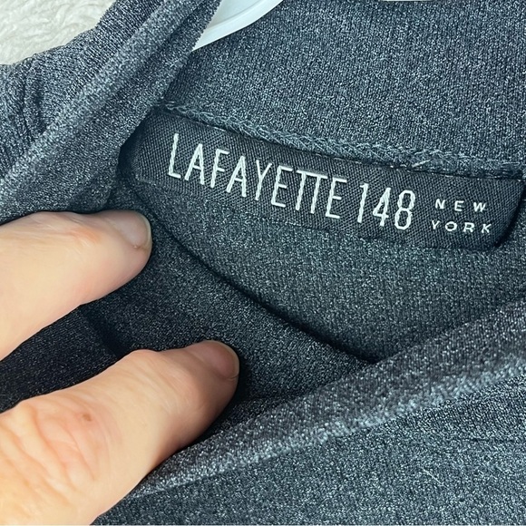 LAFAYETTE 148 Black Viscose Cowl Neck Top Shimmery Back Zipper Embroidered XL - Picture 4 of 16